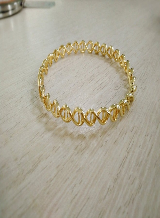 نوماندا سوار نوماندا ذو التصميم الحلزوني المزدوج ثلاثي الألوان من الفضة والذهب، مجوهرات للنساء (ذهبي) - Image 3