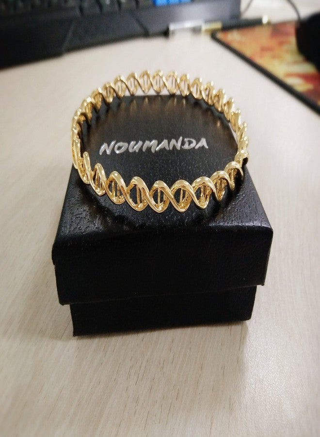 نوماندا سوار نوماندا ذو التصميم الحلزوني المزدوج ثلاثي الألوان من الفضة والذهب، مجوهرات للنساء (ذهبي) - Image 4