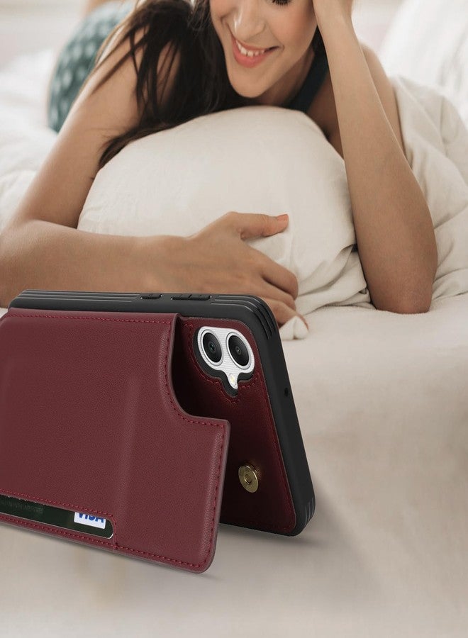 iCoverCase Compatible with Samsung Galaxy A05 Case with Card Holder, A05 Wallet Case for Women Men [RFID Blocking] PU Leather Protective Phone Case for A05 (Wine Red) - Image 5