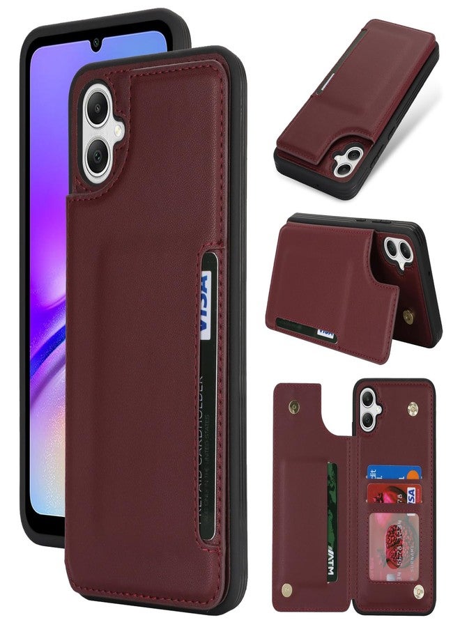 iCoverCase Compatible with Samsung Galaxy A05 Case with Card Holder, A05 Wallet Case for Women Men [RFID Blocking] PU Leather Protective Phone Case for A05 (Wine Red) - Image 1