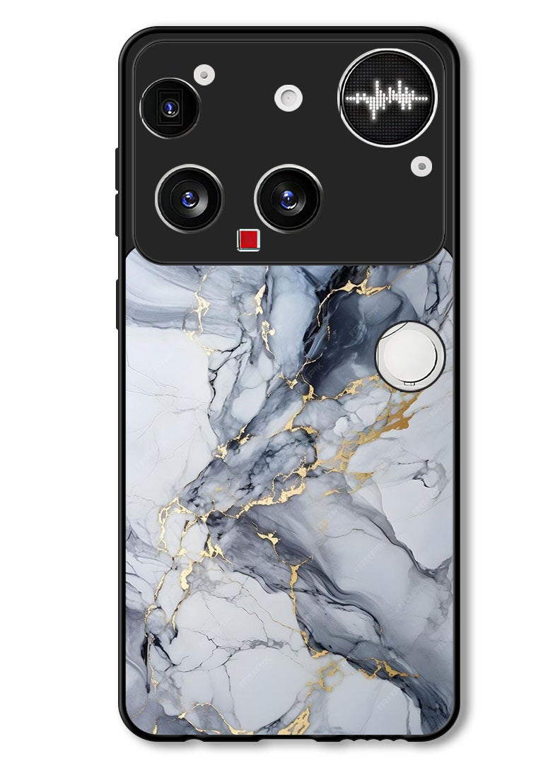 Theodor Case Compatible with Nothing Phone (3) 6.67 Inch Protection Shockproof Bumper Cover Grey Marble Blush - Image 1