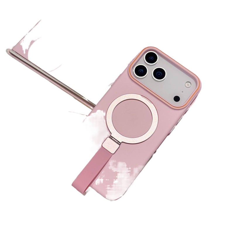iPhone 13 Pro Max Protective PC for iPhone 13 with Kickstand and Lanyard and Skin Feel in Pink for Family Use - Image 1