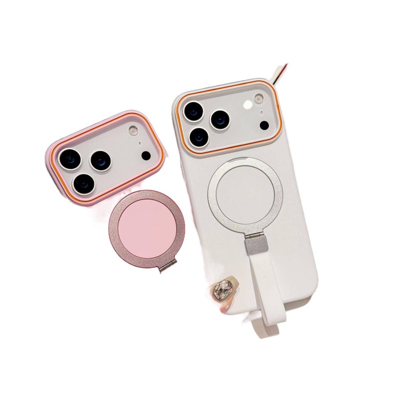 iPhone 13 Pro Max Protective PC for iPhone 13 with Kickstand and Lanyard and Skin Feel in Pink for Family Use - Image 5