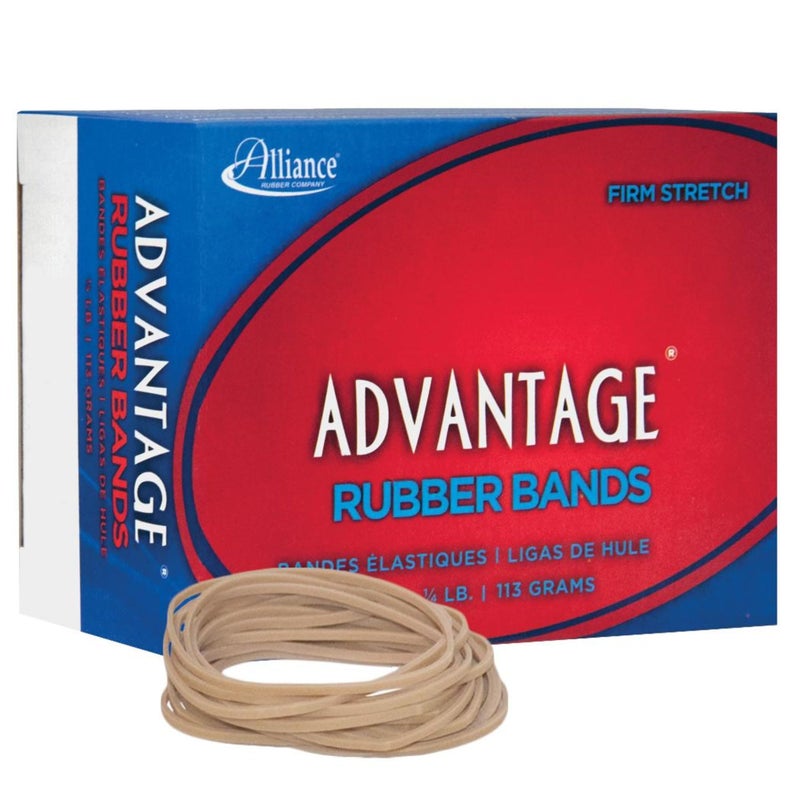 Alliance Rubber 26189 Advantage Rubber Bands Size #18, 1/4 lb Box Contains Approx. 370 Bands (3" x 1/16", Natural Crepe) - Image 1
