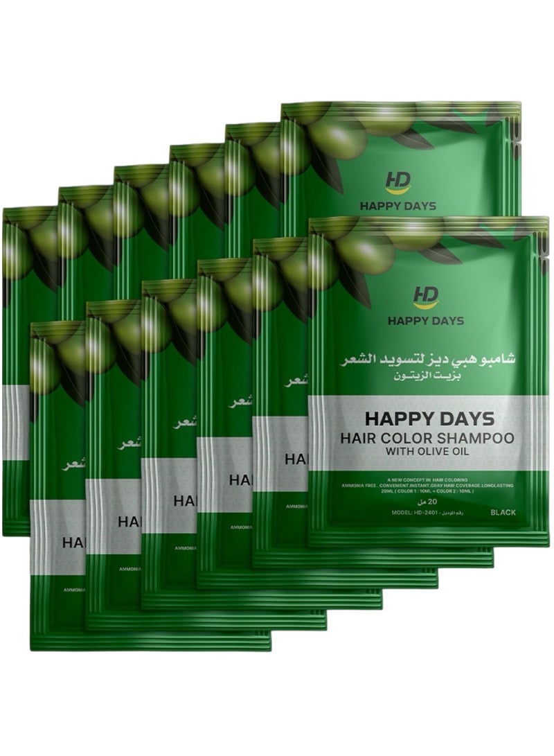 HAPPY DAYS 12 PCS HAPPY DAYS HAIR COLOR SHAMPOO WITH OLIVE IOL