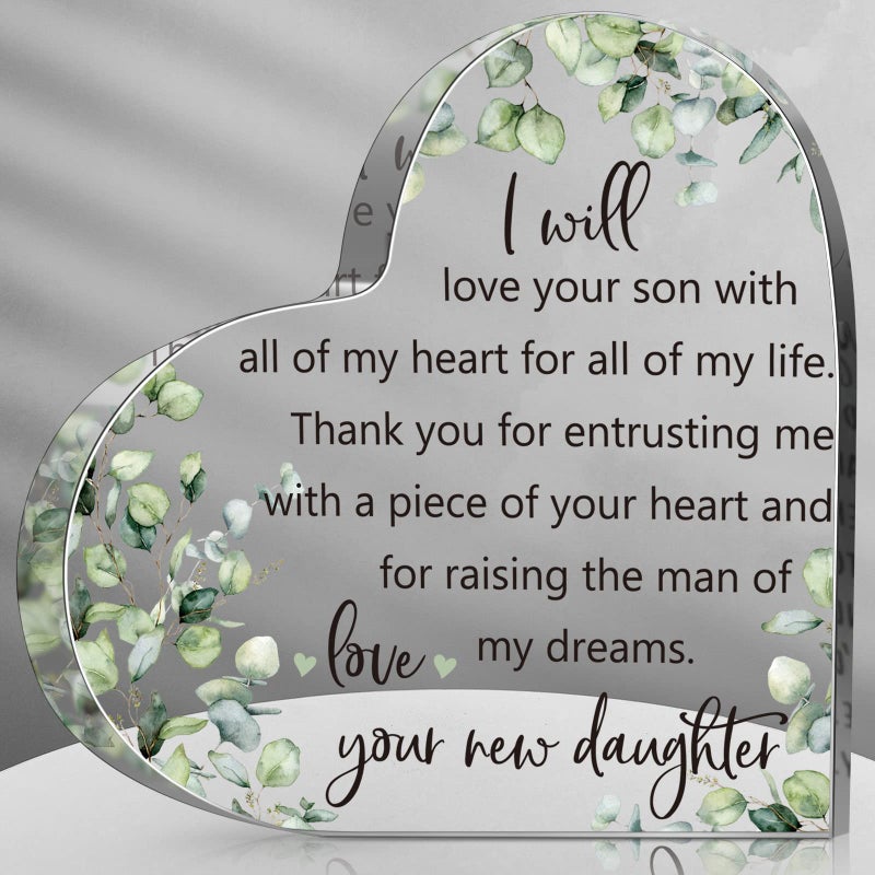 Chunful Gift for Mother of the Groom from Bride Mother of the Groom Wedding Gifts I Will Love Your Son with All My Heart for All My Life DecorHeart Eucalyptus