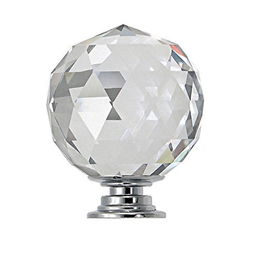 BTSKY 8 Pcs Round Diamond 40mm（1.6 inches） Clear Glass Crystal Cabinet Knobs-Cupboard Door Knobs/Crystal Drawer Pull Handles/Glass Dresser Knobs with 3 Kinds of Screws - Image 4