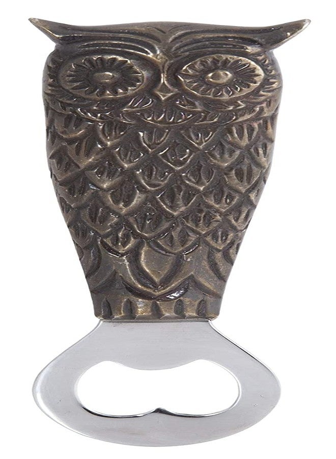 House of Sajja فتاحة زجاجات معدنية بنية اللون من هاوس أوف ساجا على شكل بومة بتصميم محفور - Image 2
