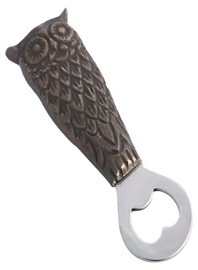House of Sajja فتاحة زجاجات معدنية بنية اللون من هاوس أوف ساجا على شكل بومة بتصميم محفور - Image 5
