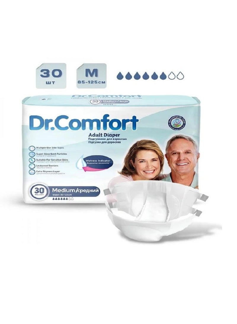 Adult diapers, medium size, 30 pieces