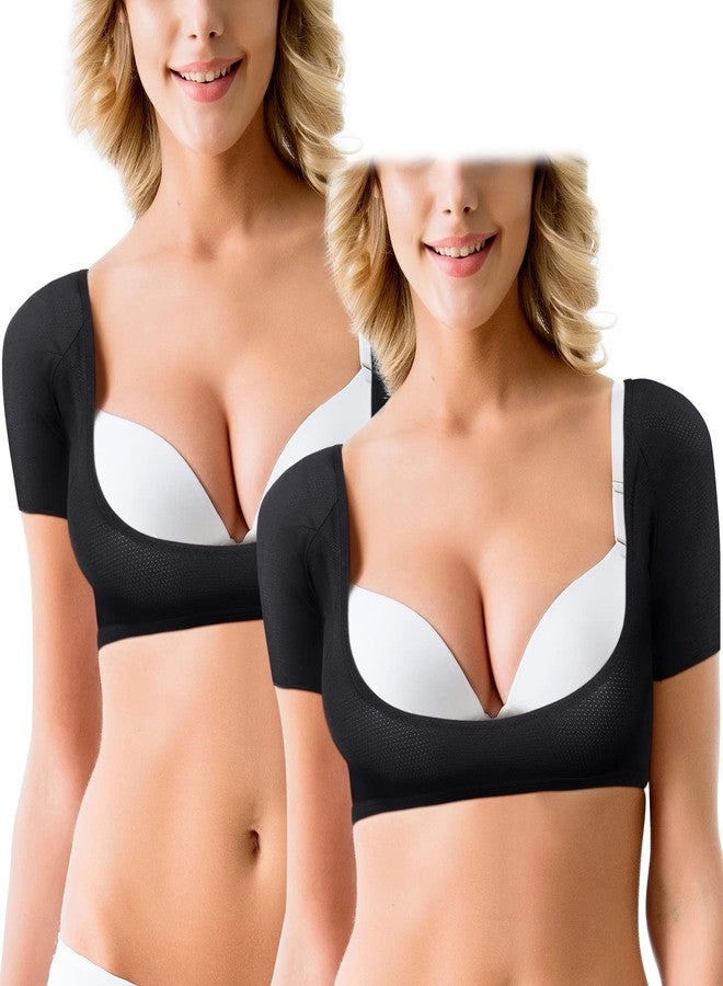 Janmercy 2 Pcs Underarm Sweat Vest Armpit Sweat Proof Shirt Anti Washable Reusable Dress Shields for Underarm Women Underwear Vest Short Sleeve for Women Ladies Armpits - Image 1