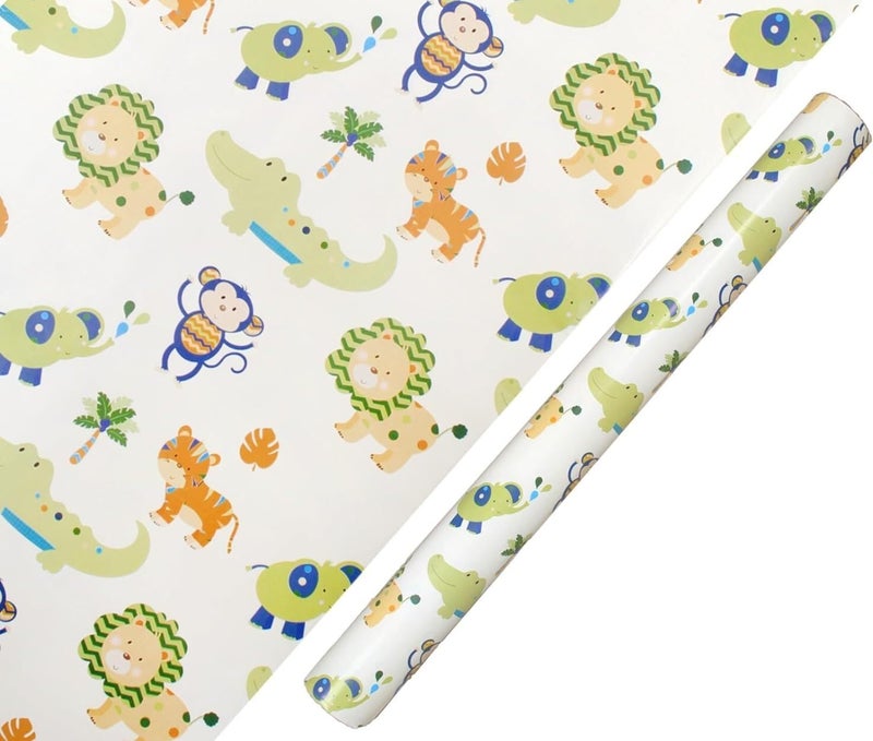 Jungle Animals Theme Gift Wrapping Paper Sheets Set of 25 (Size-19.5 x 29.5), Perfect for Wrapping kids Gifts