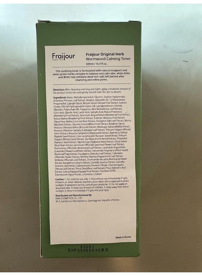 Fraijour Original Herb Wormwood Calming Toner 500Ml 16.9 Fl.Oz.  - Image 2