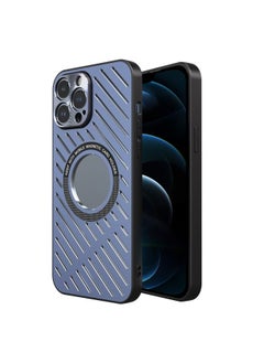 Case Cover For iPhone 12 Pro Max R-JUST RJ57 CD Pattern MagSafe Cooling Phone Case Blue