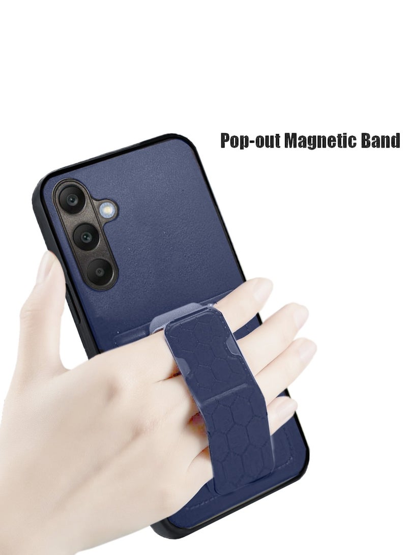 دبليو تيك حامل بطاقات ناعم من السيليكون مصنوع من مادة TPU مع غطاء بمقبض يدوي لهاتف سامسونج جالاكسي A35 باللون الأزرق الداكن - Image 5