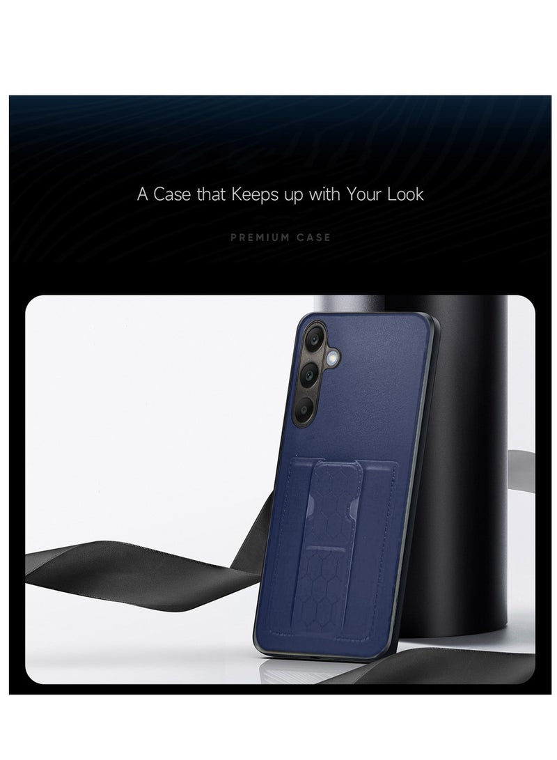 دبليو تيك حامل بطاقات ناعم من السيليكون مصنوع من مادة TPU مع غطاء بمقبض يدوي لهاتف سامسونج جالاكسي A35 باللون الأزرق الداكن - Image 3