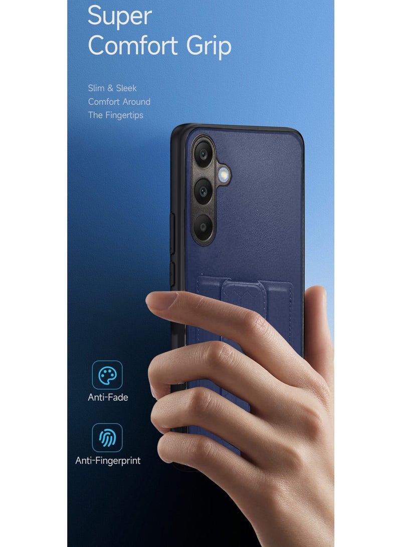 دبليو تيك حامل بطاقات ناعم من السيليكون مصنوع من مادة TPU مع غطاء بمقبض يدوي لهاتف سامسونج جالاكسي A35 باللون الأزرق الداكن - Image 2