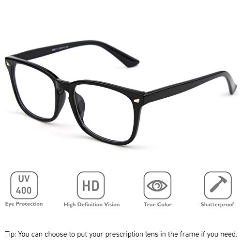GQUEEN Fashion Glasses Non Prescription Fake Glasses for Women Men Clear Lens Square Shiny Black, 201582 - Image 2