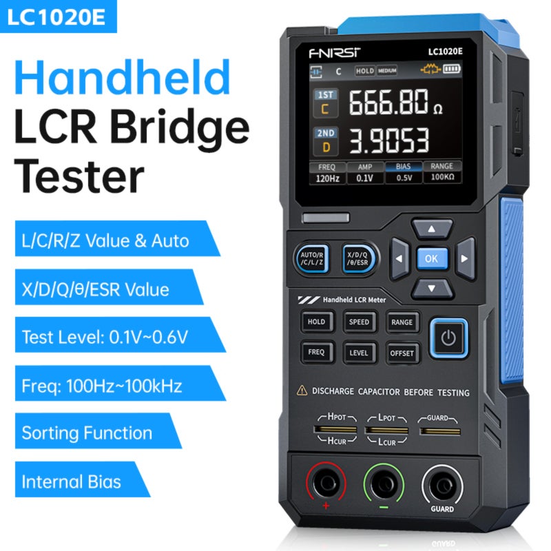 FNIRSI LC1020E High Precision Digital Bridge LCR ESR Tester Resistance Capacitance Inductance Electronic Component Measurement - Image 2