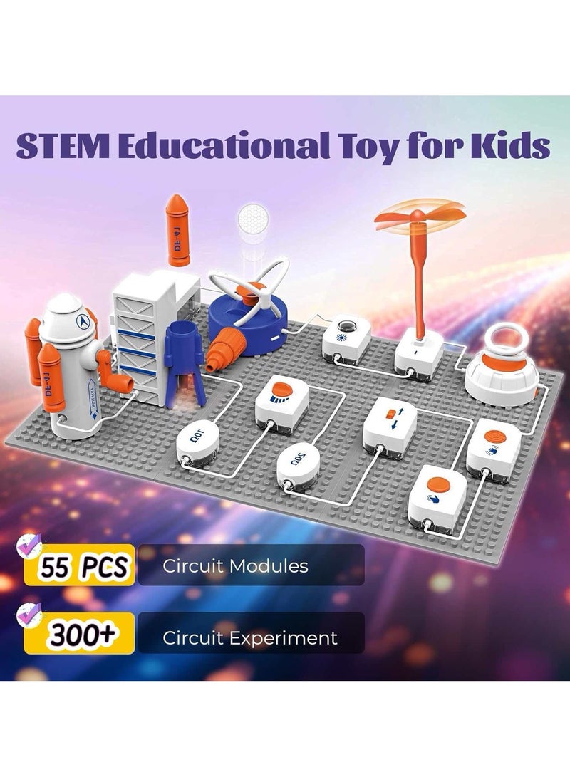 مجموعات أدوات علم الذكاء الاصطناعي للأطفال، مجموعات بناء الدوائر الإلكترونية والروبوتات STEM مع 55 قطعة وأكثر من 300 تجربة، ألعاب هندسية تعليمية يتم التحكم فيها بالصوت، هدايا أعياد الميلاد للأولاد والبنات من عمر 6 سنوات فما فوق. - Image 3