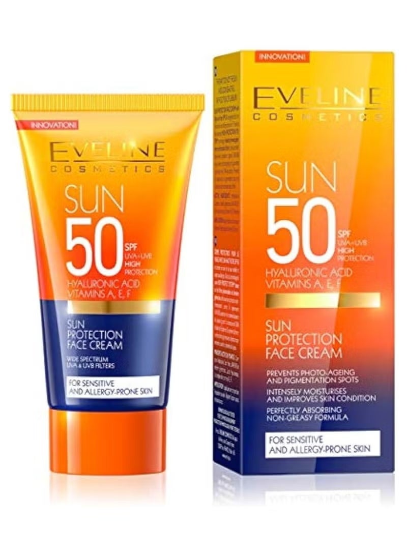 EVELINE COSMETICS Sun Protection face Cream SPF50 For Sensitive and Allergy - Prone Skin  50ml