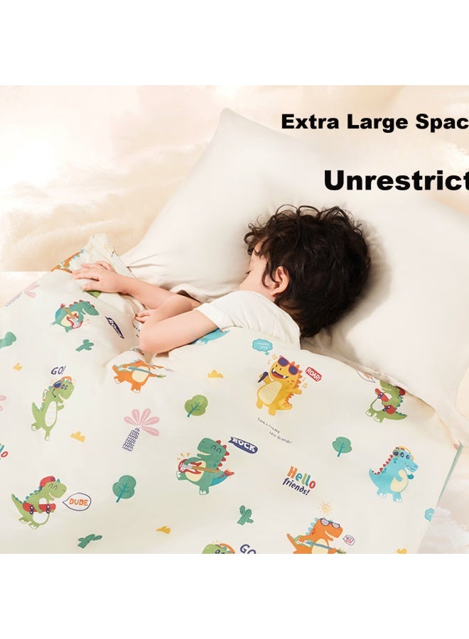 Aibedila Children's Anti-kick Blanket, Autumn And Winter Constant Temperature Warm Sleeping Bag, Pillow Set, Silk Quilt, L Size Castle Desig - Image 3