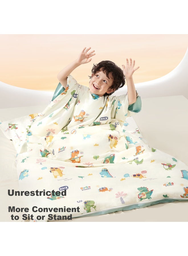 Aibedila Children's Anti-kick Blanket, Autumn And Winter Constant Temperature Warm Sleeping Bag, Pillow Set, Silk Quilt, L Size Castle Desig - Image 1