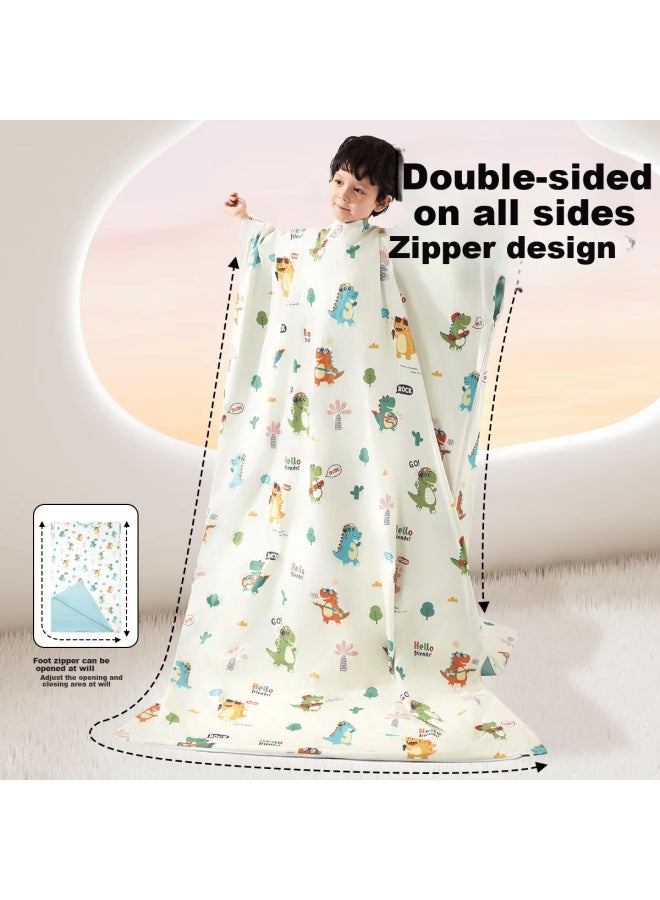 Aibedila Children's Anti-kick Blanket, Autumn And Winter Constant Temperature Warm Sleeping Bag, Pillow Set, Silk Quilt, L Size Castle Desig - Image 4