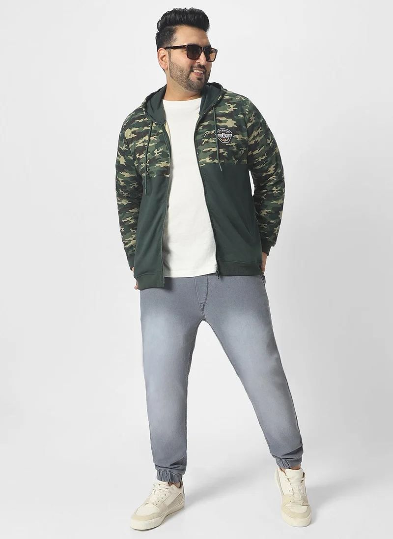 Urbano Fashion  Urbano Plus Men's Green Cotton Camouflage Printed Hooded Neck Sweatshirt for Men | Best Price UAE