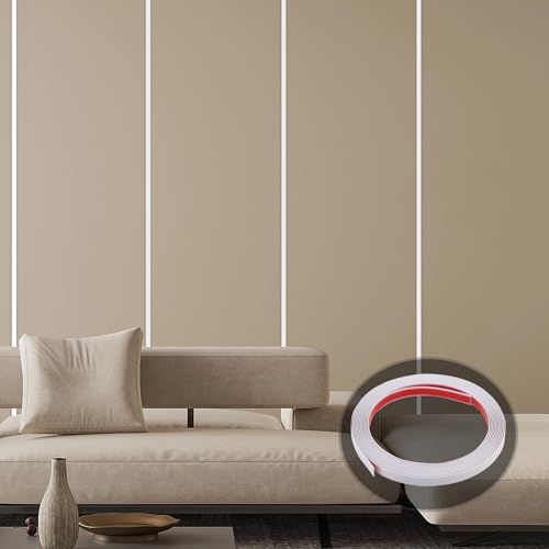 Coengwui Peel and Stick Wall Trim, Flexible Mirror Edging, Finish Molding for Ceiling Floor Tile Edge Furniture and Home Decoration (Matte White, 196.8" x 0.4") - Image 3