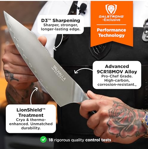 Dalstrong Chef Knife - 8 inch - Valhalla Series - Premium 9CR18MOV HC Steel - Celestial Resin & Wood Handle - Razor Sharp - Kitchen Cooking Chef's Knife - Leather Sheath - Image 3