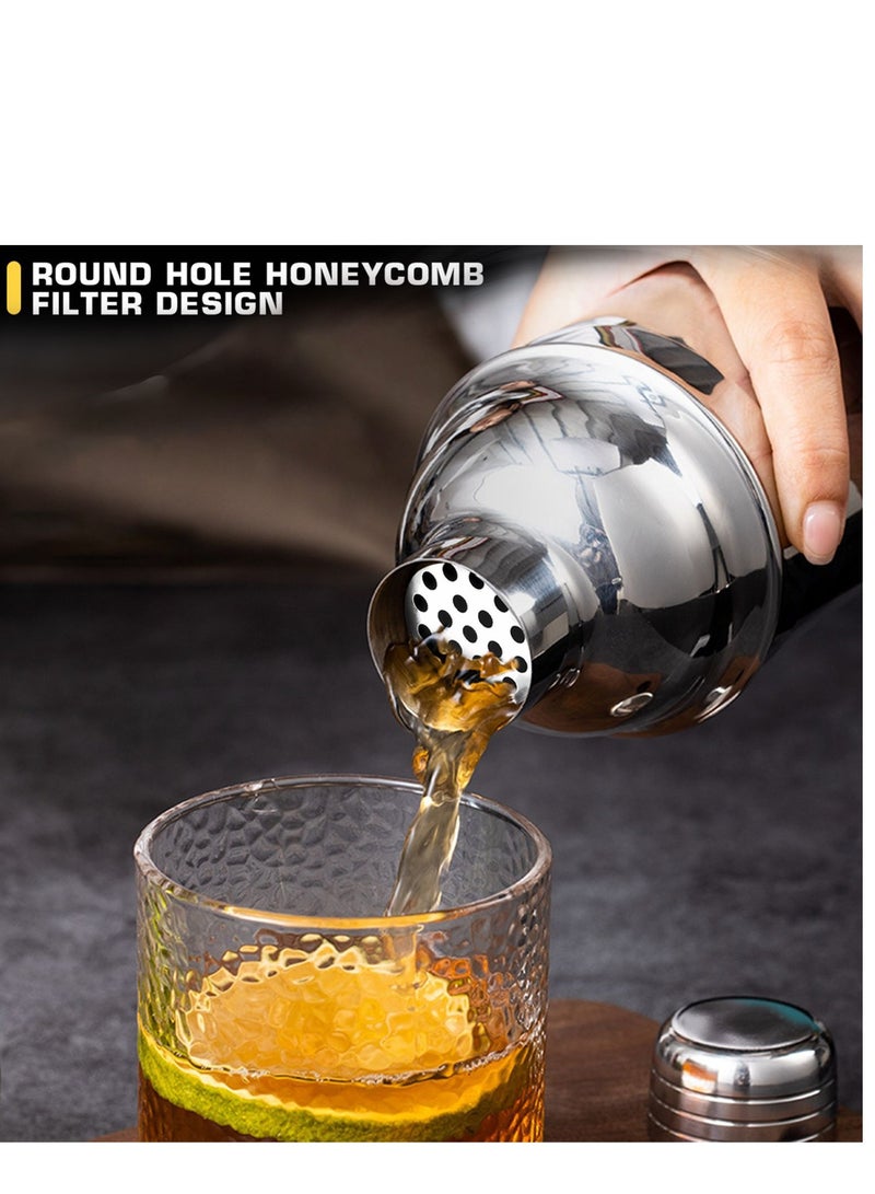 مجموعة شاكر كوكتيل مكونة من 20 قطعة من الفولاذ المقاوم للصدأ مع حامل أكريليك وكتيب وصفات كوكتيل أدوات بار احترافية لخلط المشروبات في حفلات البار المنزلية - Image 1