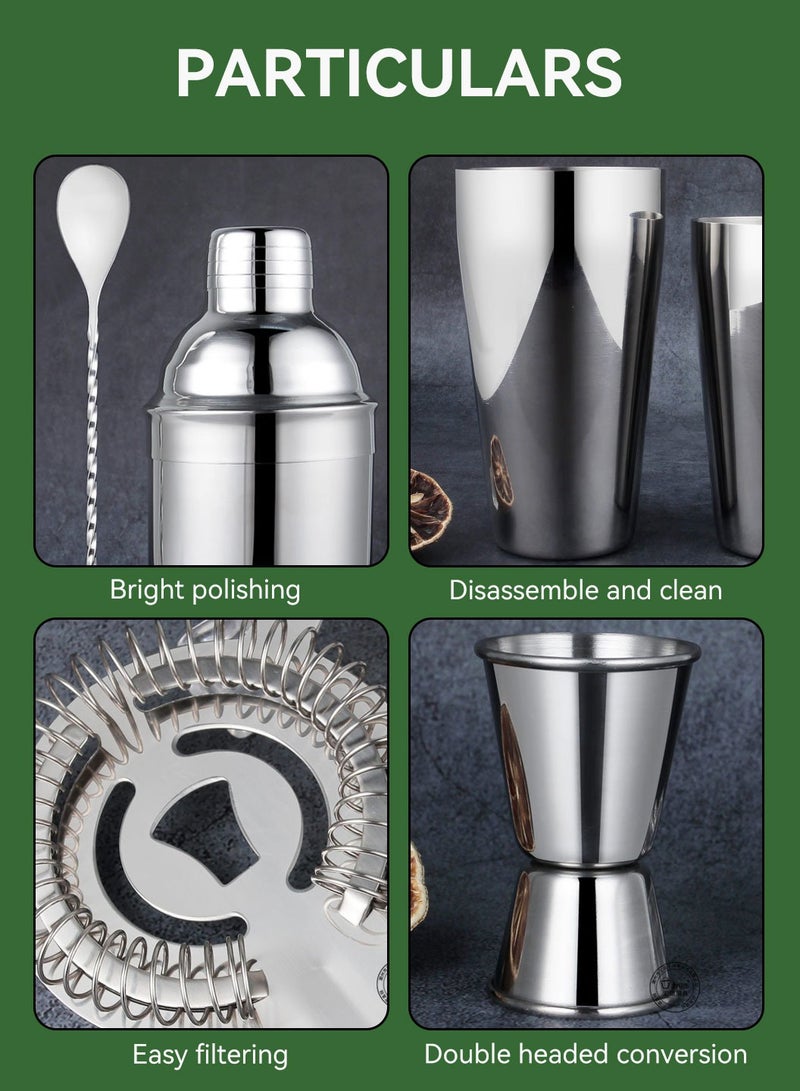 مجموعة شاكر كوكتيل مكونة من 20 قطعة من الفولاذ المقاوم للصدأ مع حامل أكريليك وكتيب وصفات كوكتيل أدوات بار احترافية لخلط المشروبات في حفلات البار المنزلية - Image 5