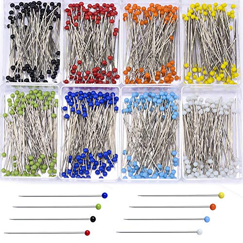 Tuzier Sewing Pins 800 PCS Straight Quilting Pins 1.6 in Glass Ball Head Pins for Fabric Crafting - Image 1