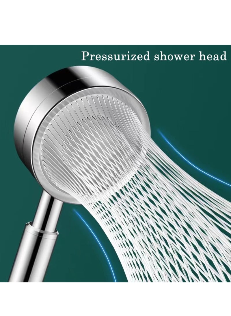 Kutis 1-Set Of 3 Piece Bathroom Pressurized Shower Head Set Stainless Steel Silver 6.5x22.5 Centimeter - Image 2