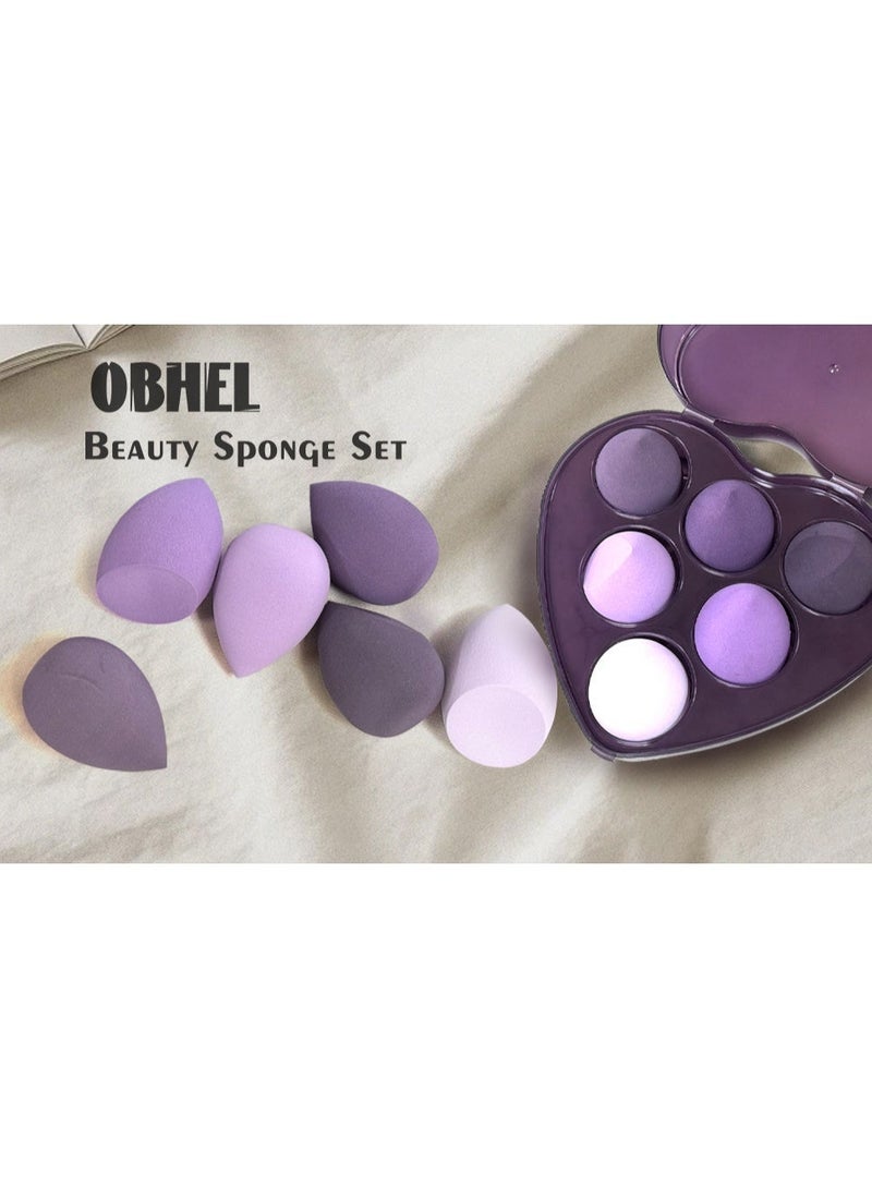 6 Pcs Heart-shaped Makeup Sponge Set,Latex Free Flawless Soft Setting Face Puffs,Multicolor Beauty Sponge Blender Cosmetic Applicator for Powder,Liquid,Facial Makeup Tools - Image 2