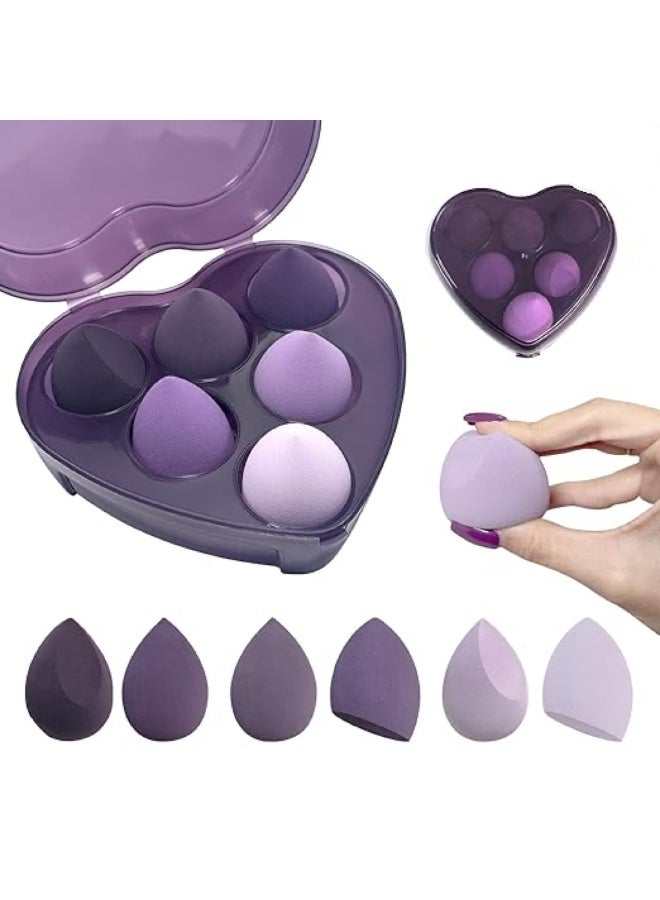 6 Pcs Heart-shaped Makeup Sponge Set,Latex Free Flawless Soft Setting Face Puffs,Multicolor Beauty Sponge Blender Cosmetic Applicator for Powder,Liquid,Facial Makeup Tools - Image 1