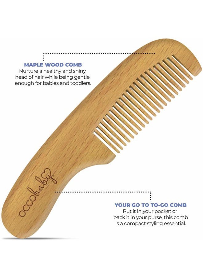 OCCObaby - Premium Wooden Baby Hair Brush and Comb Set - Gentle Goat Hair Bristle Brush for Cradle Cap - Ideal Baby Brush Set for Newborns and Toddler Comb - Image 1