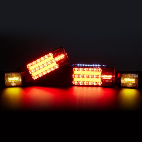 Kohree Submersible LED Trailer Lights Kit, 12V Super Bright Utility Brake Stop Turn License Tail Lights, Rectangular Trailer Lights with Wiring Kit & 2 Marker Lights for Boat RV Truck Over 80 Inches - Image 2