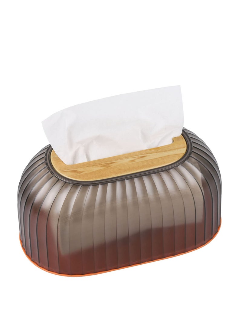 Excefore Modern Stripes Tissue Holder Sleek Rectangle Tissue Box Cover for Bathroom Night Stands and Office Desk Fits Most Standard and Facial Tissues Durable PET Material - Image 1