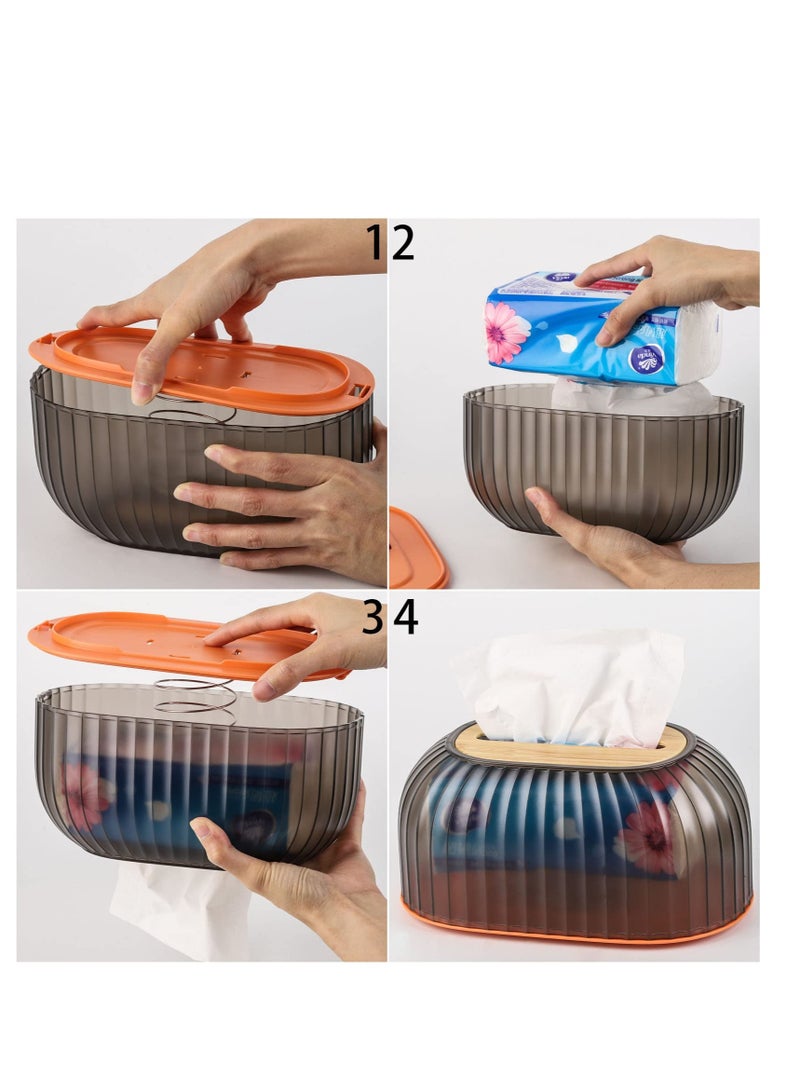 Excefore Modern Stripes Tissue Holder Sleek Rectangle Tissue Box Cover for Bathroom Night Stands and Office Desk Fits Most Standard and Facial Tissues Durable PET Material - Image 3