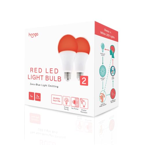 Hooga Sleep Bulb, Blue Light Blocking Red Night Light. 625nm Red Bulb for Healthy Sleep. Baby Nursery. 1W LED, 7W Replacement 2-Pack - Image 1