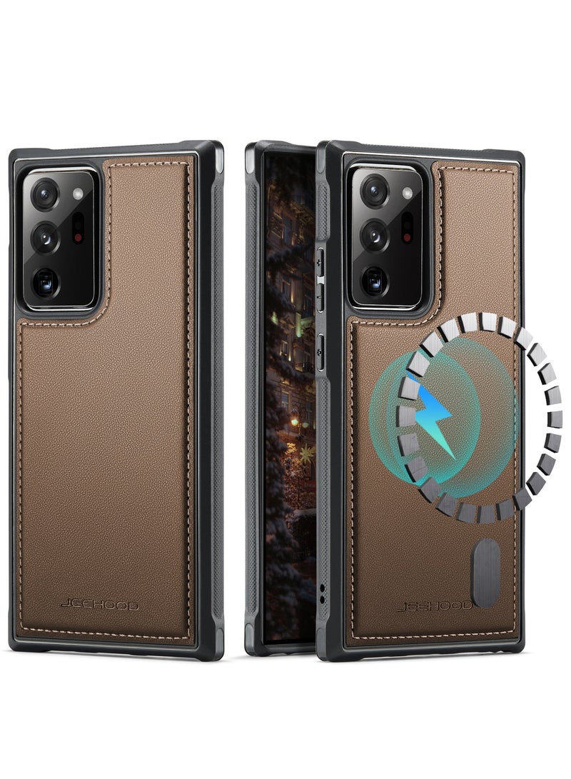 جيهود جراب حمايه من الجلد الصناعي الفاخر  متوافق مع  Samsung Galaxy Note 20 Ultra (بني) - Image 1