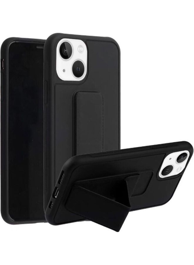 غطاء حماية خلفي مع حامل قبضة إصبع لهاتف آيفون 13 أسود - Image 2