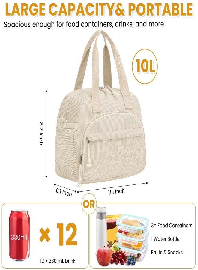 ELONGRIVER Insulated Lunch Bag for Women, Kids Girls, Beige - Image 3