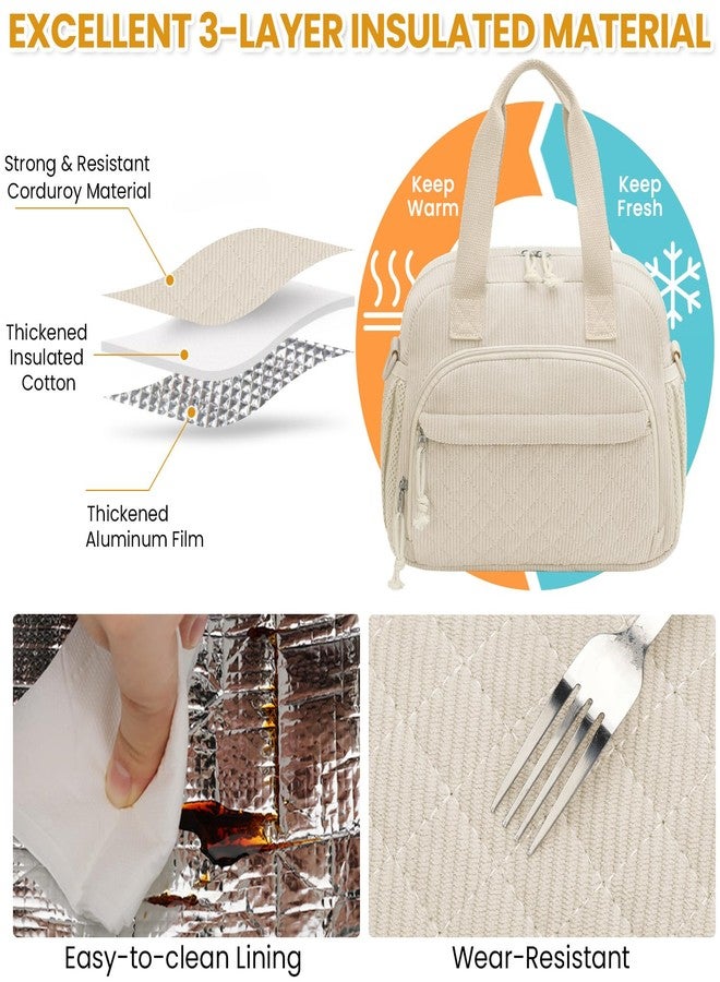 ELONGRIVER Insulated Lunch Bag for Women, Kids Girls, Beige - Image 4