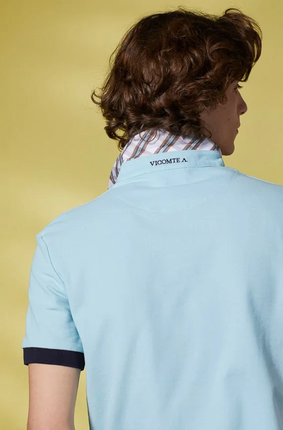 Vicomte A. Petersham Sky Blue Polo 100% Pima Cotton