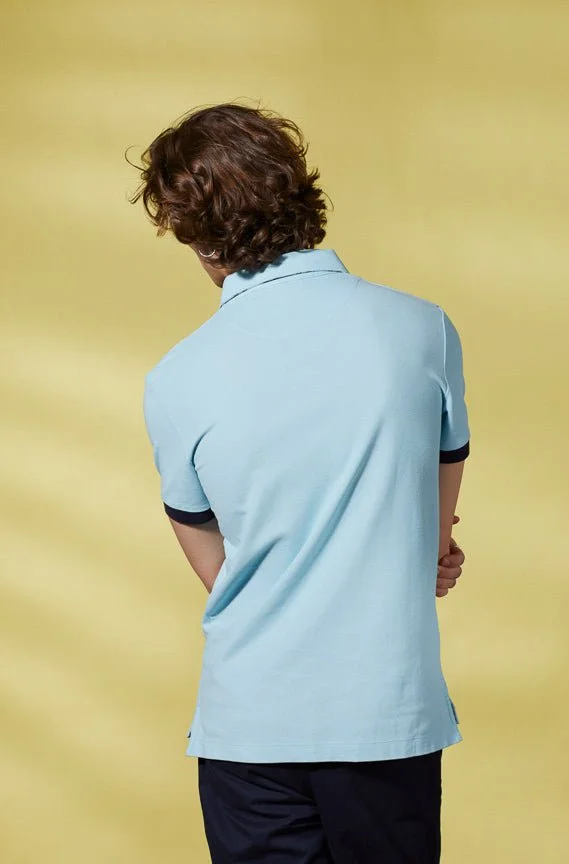 Vicomte A. Petersham Sky Blue Polo 100% Pima Cotton