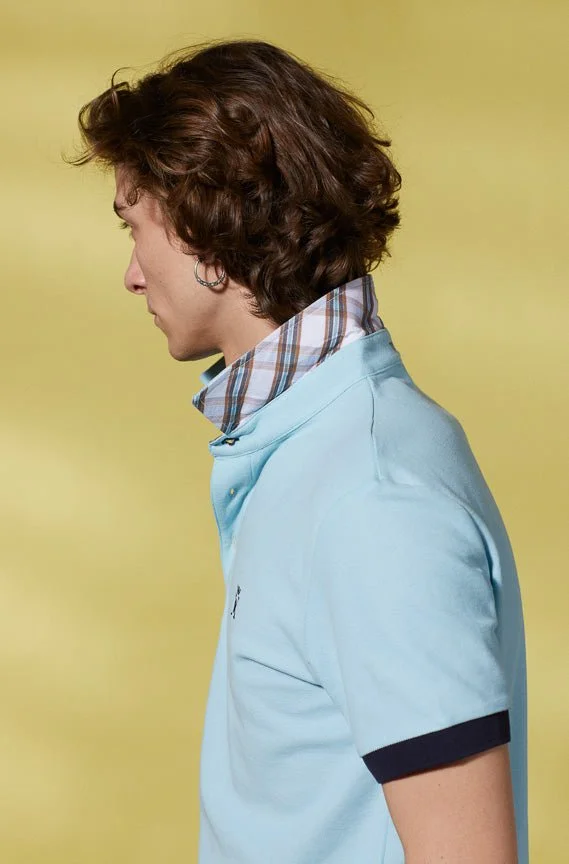 Vicomte A. Petersham Sky Blue Polo 100% Pima Cotton
