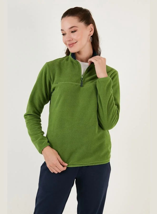 Lela Lela Slim Fit Soft Textured Anti-Pilling Half-Zip Fleece Women's Jacket 5907000